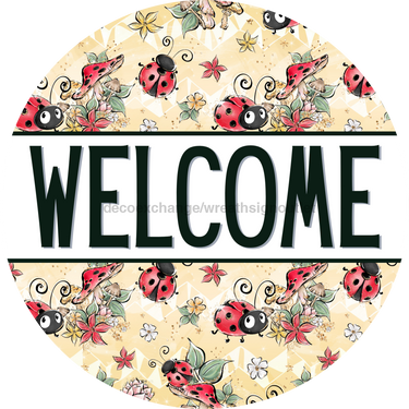 Lady Bug Door Hanger Welcome Dco - 01394 - Dh 18’ Round Wood